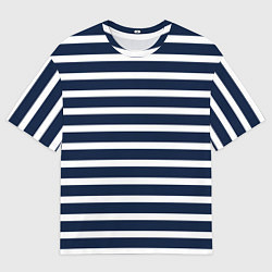 Футболка оверсайз мужская Широкие тёмно-синие полосы, цвет: 3D-принт