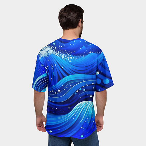 Мужская футболка оверсайз Волны - текстура от нейросети / 3D-принт – фото 4