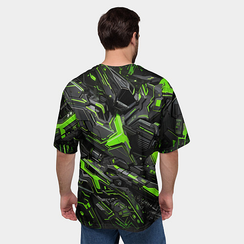 Мужская футболка оверсайз Текстура киберпанка / 3D-принт – фото 4