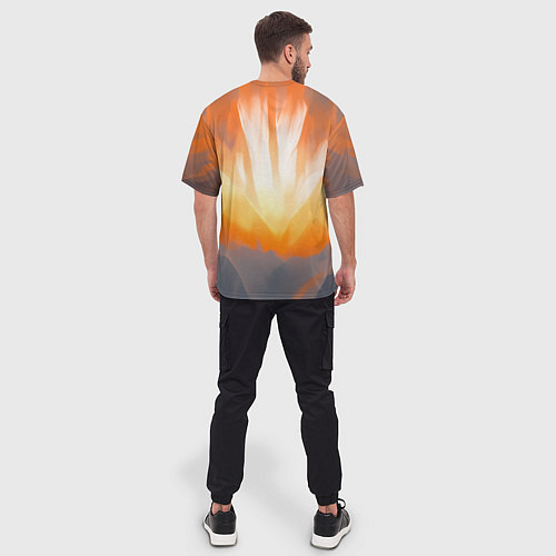 Мужская футболка оверсайз Нарисованная огненная лиса / 3D-принт – фото 4