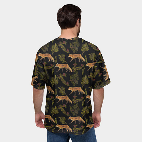 Мужская футболка оверсайз Лиса и хвоя / 3D-принт – фото 4