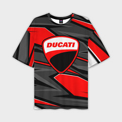 Футболка оверсайз мужская Ducati - red stripes, цвет: 3D-принт