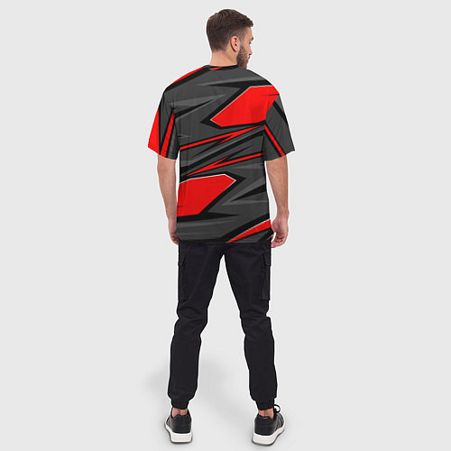 Мужская футболка оверсайз Ducati - red stripes / 3D-принт – фото 4