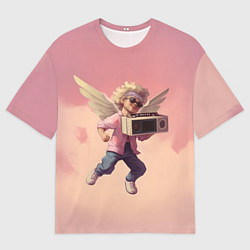 Футболка оверсайз мужская Ангел с бумбоксом, цвет: 3D-принт