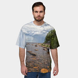 Футболка оверсайз мужская Лодка на Ладоге, цвет: 3D-принт — фото 2