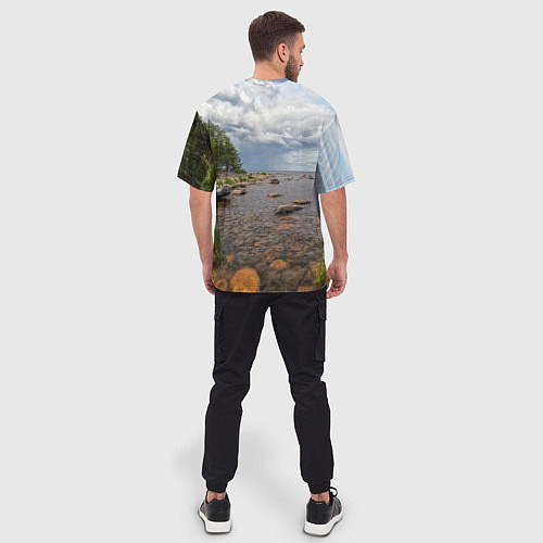 Мужская футболка оверсайз Лодка на Ладоге / 3D-принт – фото 4