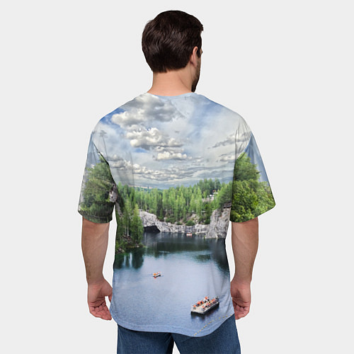 Мужская футболка оверсайз Карелия горный парк Рускеала / 3D-принт – фото 4
