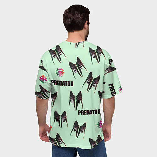 Мужская футболка оверсайз Хищник - логотип / 3D-принт – фото 4