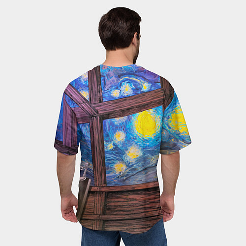 Мужская футболка оверсайз Берсерк и небо Ван Гога / 3D-принт – фото 4