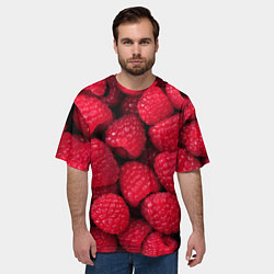 Футболка оверсайз мужская Малина - паттерн, цвет: 3D-принт — фото 2