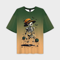 Футболка оверсайз мужская Funny skeleton - halloween - neural network, цвет: 3D-принт