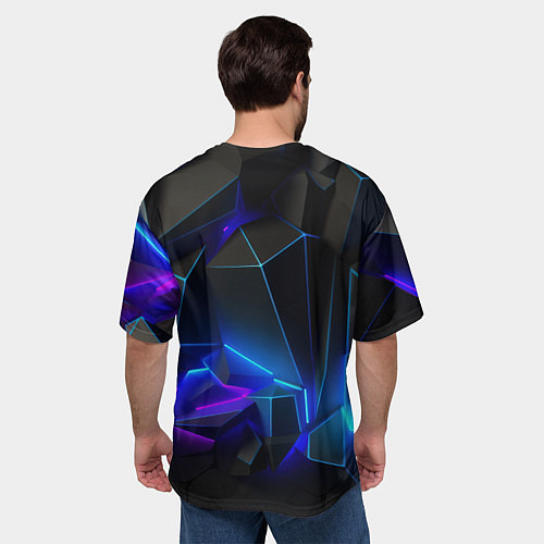 Мужская футболка оверсайз Неоновые частицы / 3D-принт – фото 4