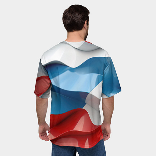 Мужская футболка оверсайз Герб России триколор / 3D-принт – фото 4