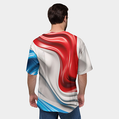 Мужская футболка оверсайз Герб России на фоне флага / 3D-принт – фото 4