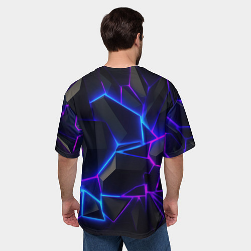 Мужская футболка оверсайз Синий и фиолетовый неон / 3D-принт – фото 4
