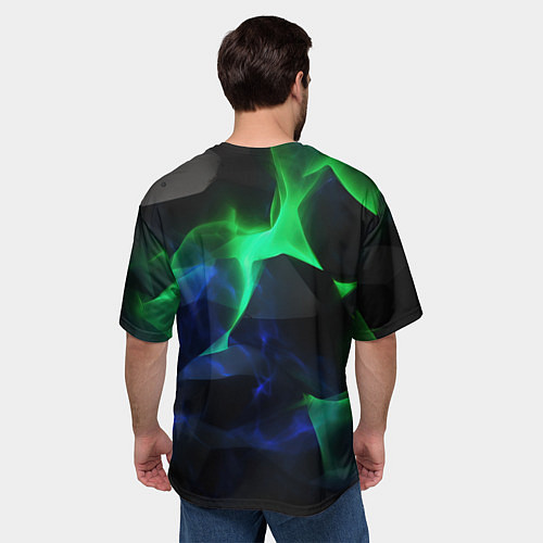 Мужская футболка оверсайз Неоновая лава из плит / 3D-принт – фото 4