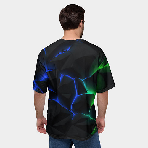 Мужская футболка оверсайз CS GO green blue neon / 3D-принт – фото 4