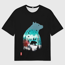 Мужская футболка оверсайз Призрачный гризли