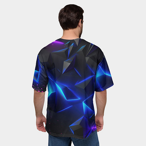 Мужская футболка оверсайз Blue dark neon / 3D-принт – фото 4