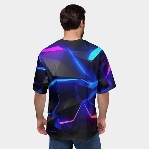 Мужская футболка оверсайз Большие неоновые плиты / 3D-принт – фото 4