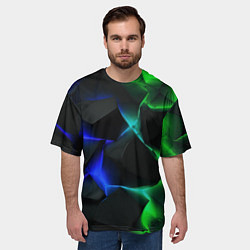 Футболка оверсайз мужская Синие и зеленые плиты, цвет: 3D-принт — фото 2