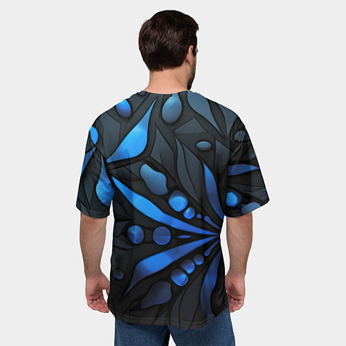 Мужская футболка оверсайз Black blue elements / 3D-принт – фото 4