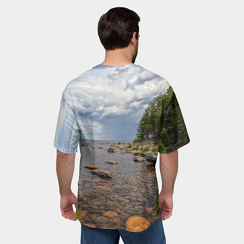Мужская футболка оверсайз Название озер России / 3D-принт – фото 4