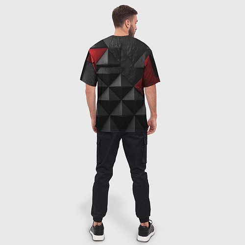 Мужская футболка оверсайз Baldurs Gate 3 logo red black / 3D-принт – фото 4