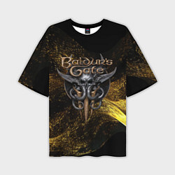 Мужская футболка оверсайз Baldurs Gate 3 logo gold black