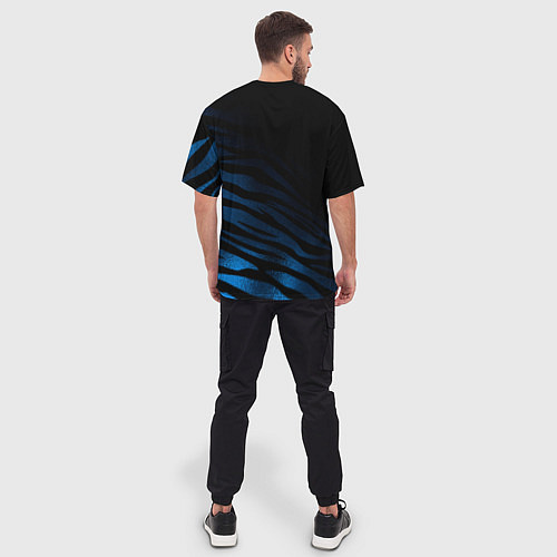 Мужская футболка оверсайз Baldurs Gate 3 logo blue geometry / 3D-принт – фото 4