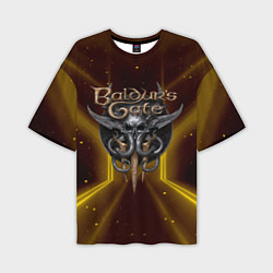 Мужская футболка оверсайз Baldurs Gate 3 logo black gold
