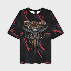 Мужская футболка оверсайз Baldurs Gate 3 logo dark red