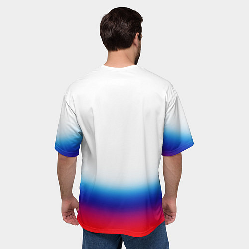 Мужская футболка оверсайз Флаг России градиент / 3D-принт – фото 4