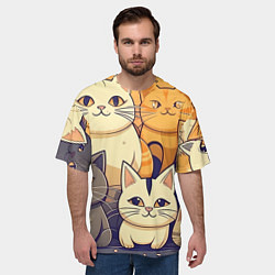 Футболка оверсайз мужская Кошачий принт от нейросети, цвет: 3D-принт — фото 2
