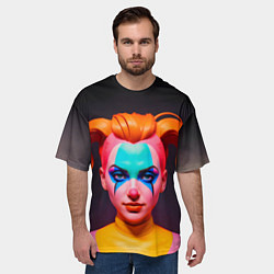 Футболка оверсайз мужская Девушка клоун с жёлтыми волосами, цвет: 3D-принт — фото 2