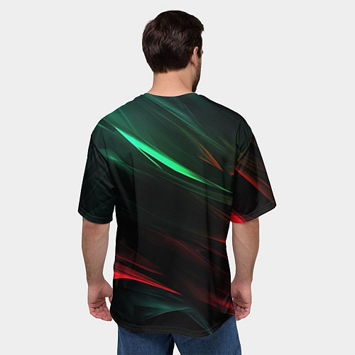 Мужская футболка оверсайз Dark red and green / 3D-принт – фото 4