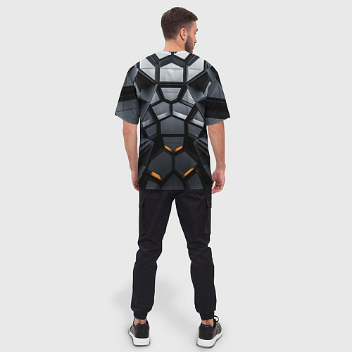 Мужская футболка оверсайз Объемная черная конструкция / 3D-принт – фото 4