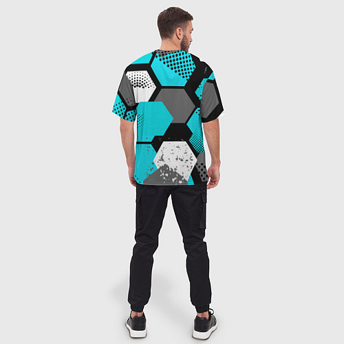 Мужская футболка оверсайз Шестиугольники абстрактный фон / 3D-принт – фото 4
