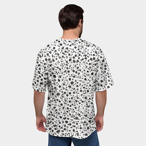 Мужская футболка оверсайз Маленькие цветочки паттерн / 3D-принт – фото 4