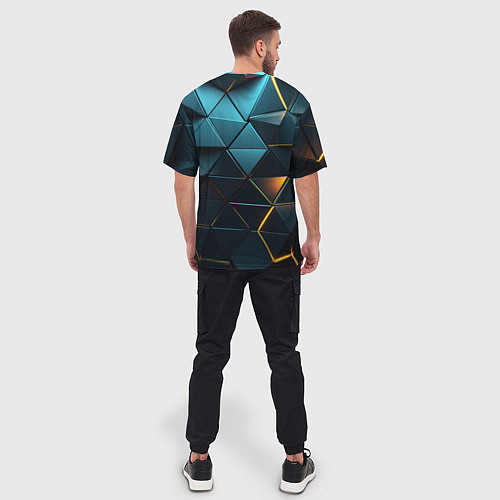 Мужская футболка оверсайз Объемные частицы с подсветкой / 3D-принт – фото 4
