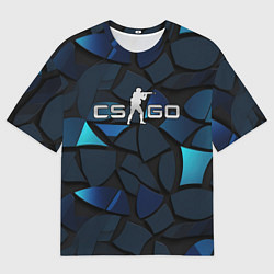 Мужская футболка оверсайз CS GO blue black elements