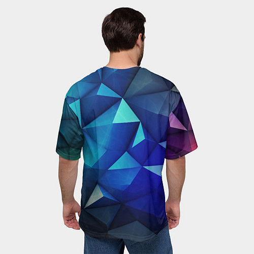 Мужская футболка оверсайз Russia blue abstract / 3D-принт – фото 4