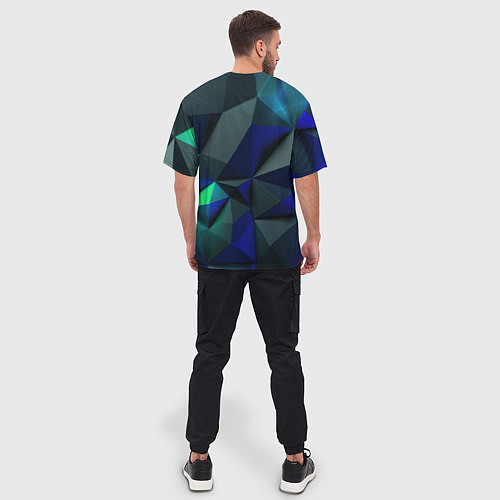 Мужская футболка оверсайз Juventus blue abstract logo / 3D-принт – фото 4