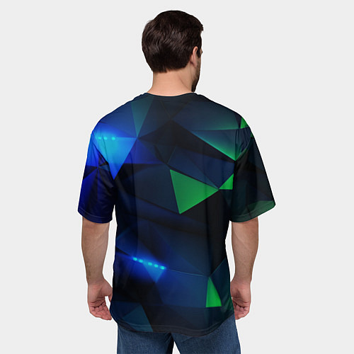 Мужская футболка оверсайз Неоновый герб РФ / 3D-принт – фото 4