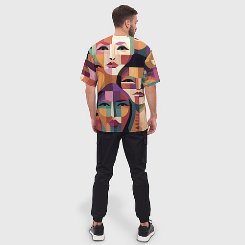 Мужская футболка оверсайз Геометрические портреты девушек / 3D-принт – фото 4