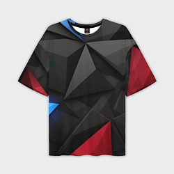 Футболка оверсайз мужская Black blue red elements, цвет: 3D-принт