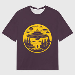Футболка оверсайз мужская Инопланетное вторжение летающая тарелка, цвет: 3D-принт