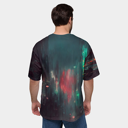 Мужская футболка оверсайз Кибернетический лис / 3D-принт – фото 4