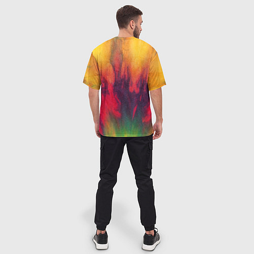 Мужская футболка оверсайз Огненный тай дай / 3D-принт – фото 4