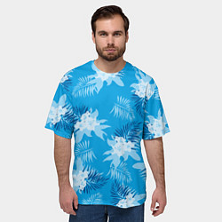 Футболка оверсайз мужская Синие цветы - Vice city - new ver, цвет: 3D-принт — фото 2